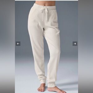 Alo Yoga Cream Ribbed Knit Joggers